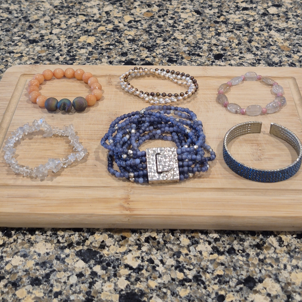 Blue and Silver Beaded Bracelet